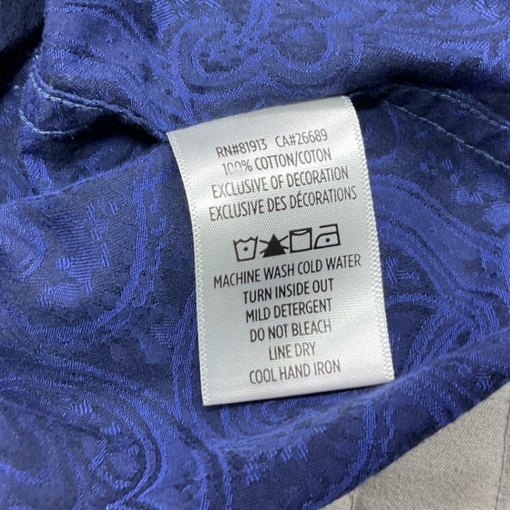 Robert Graham Mens 2XL Royal Blue Tonal Paisley Jacquard Short Sleeve Shirt XXL - Picture 9 of 9